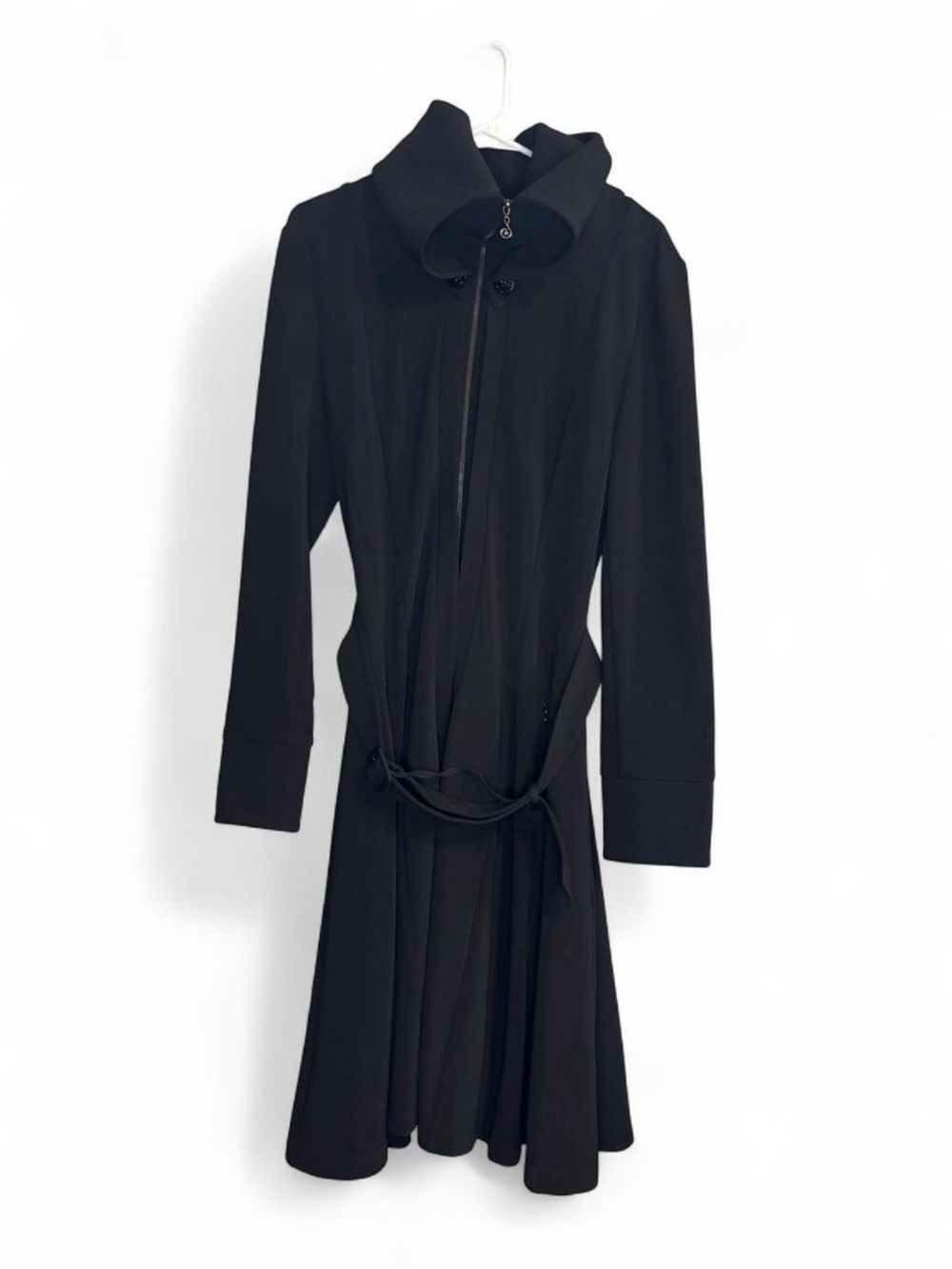 Samuel Dong Black Rosette Zipper Jacket Dress